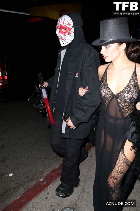 Addison Rae Sexy Poses Flashing Her Nude Tits Wearing A See Through Halloween Costume On Social