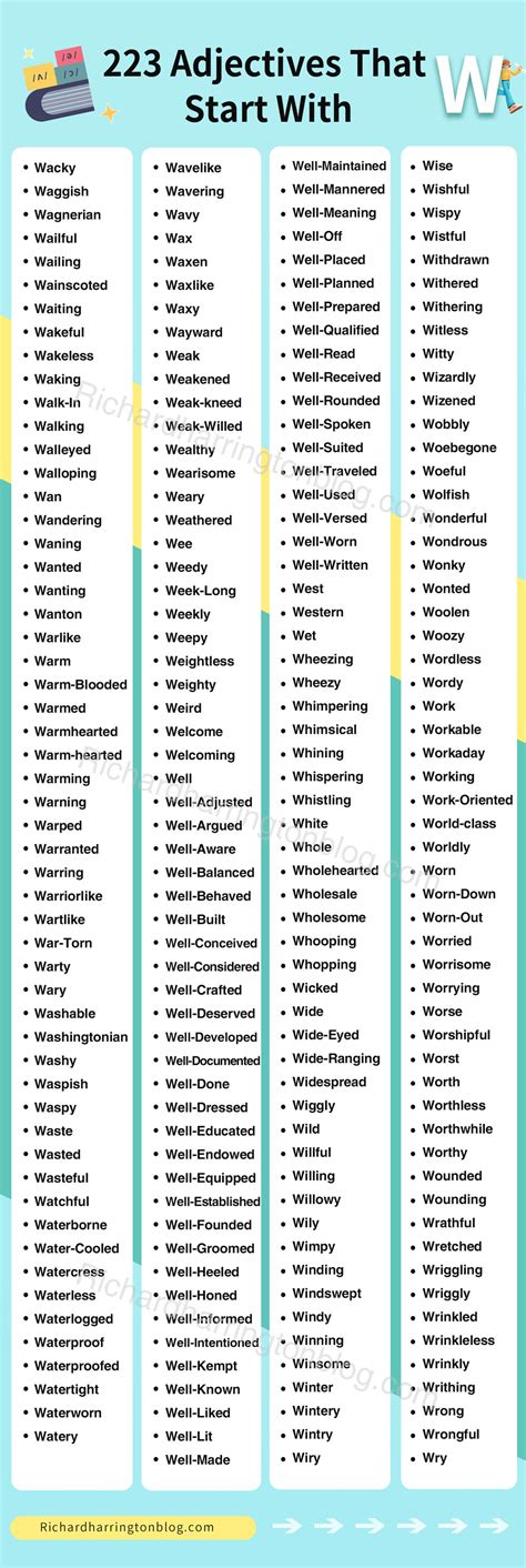 223 Adjectives That Start With W To Boost Your Vocabulary — Rhblog