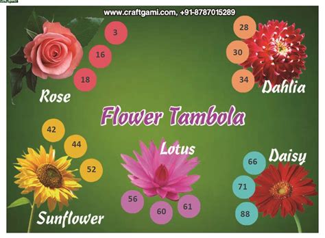 Flower Theme Housie Ticket 24 Tickets Craftgami