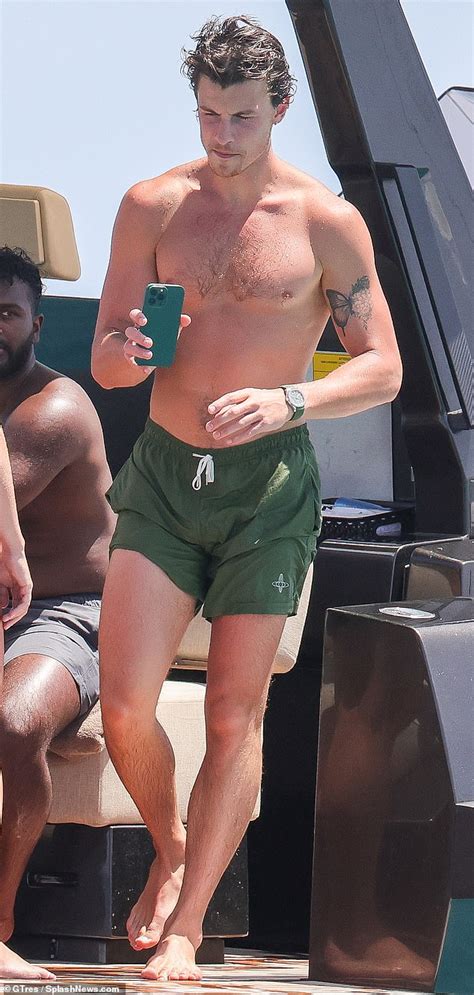 Shawn Mendes Shows Off His Ripped Physique In Green Swim Trunks During Ibiza Getaway With Bikini