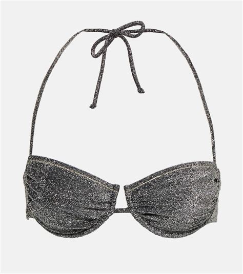 Reina Olga Penny Lurex Bikini Top In Silver ModeSens