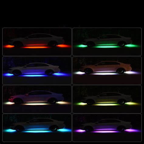 4Pcs RGB LED Under Car Tube Strip Underglow Body Neon Light Kit Remote