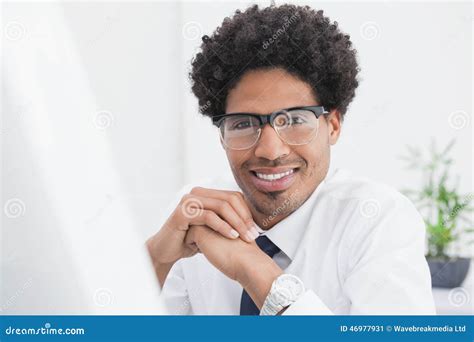 Portrait Of A Businessman With Glasses Stock Image Image Of Joined