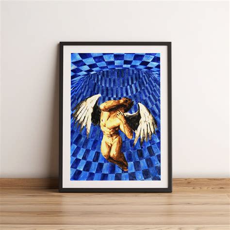 Angel Print Full Frontal Nudity Gay Male Watercolor Art Print Etsy