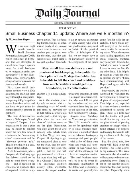Small Business Chapter 11 update: Where are we eight months in?