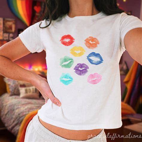 Pride Baby Tee Queer Crop Top Gay Pride Flag Shirt Lgbt Shirt Y K Baby Tee Discreet Pride