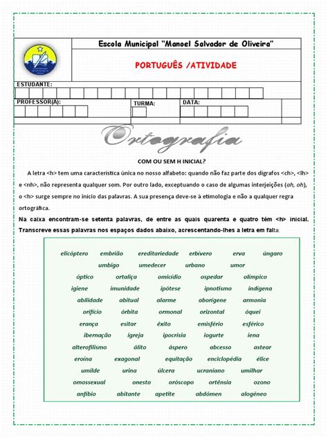 Texto Para Trabalhar Ortografia 7 Ano - Ortografia 7 Ano | PDF