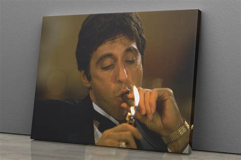 Scarface Tony Montana Poster Smoking Canvas Wall Art Home Etsy Uk