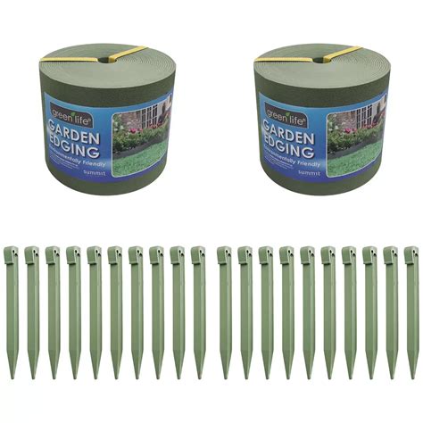 Greenlife Plastic Garden Edging 2 X 1000 X 15cm With 20 Pegs