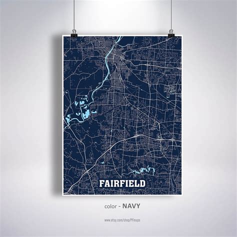 Fairfield Map Print Fairfield City Map Ohio Oh Usa Map Etsy