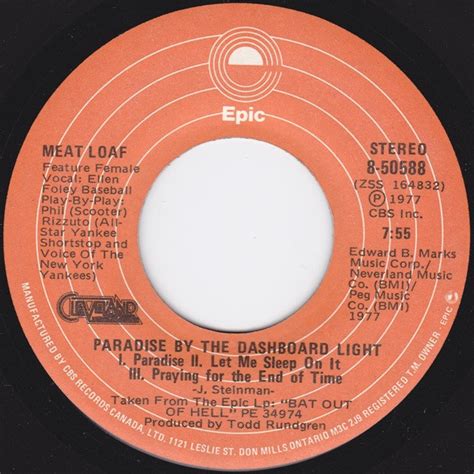 Meat Loaf Paradise By The Dashboard Light 1977 Vinyl Discogs