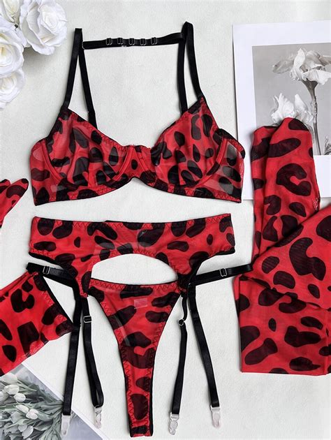 Leopard Print Sexy Lingerie Set Shein Usa