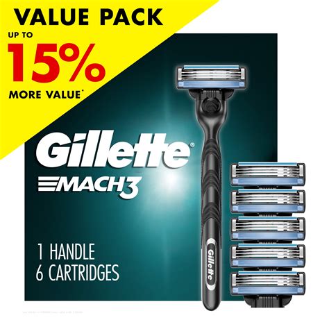 Mach3 Razor For Men 1 Razor Handle 6 Blade Refills