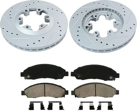 Detroit Axle Front Drilled Slotted Brakes And Rotors Brake Pads