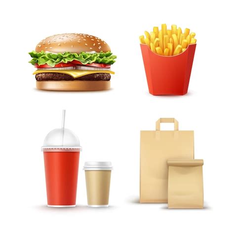 Free Vector Vector Fast Food Set Of Realistic Hamburger Classic