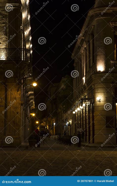Havana Cuba Street At Night Stock Image Image Of Center Horizontal
