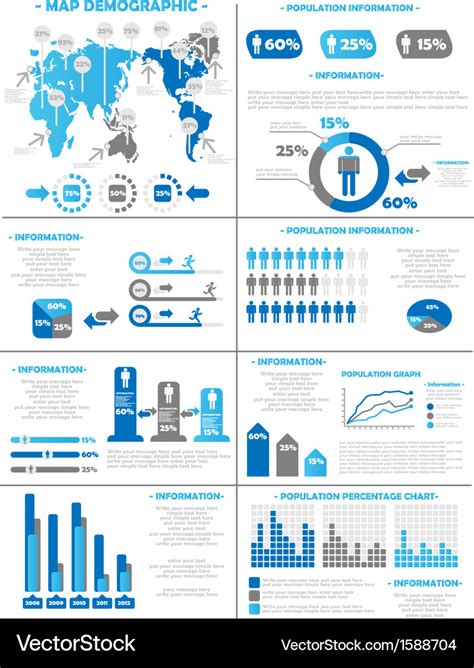 Infographic Demographics Population 3 Blue Vector Image