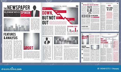 Newspaper Template Print Design Layout Of Newspaper Cover Headline And