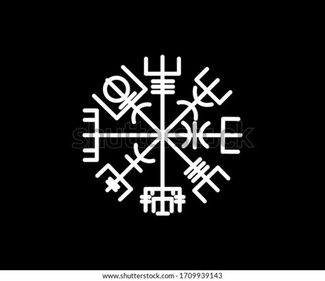 runic compass vegviser ancient magic talisman stock vector royalty