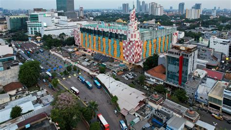 Aerial view of South Jakarta Blok M Intercity Bus Terminal. This
