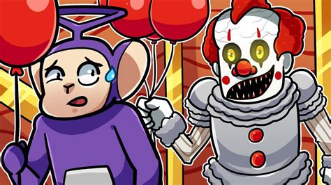 Escape From Clown Mansion Tinky Winky Plays Roblox Escape Pennywise