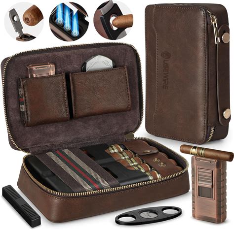 Usewire Travel Cigar Humidor Leather Cigar Box With Cigar