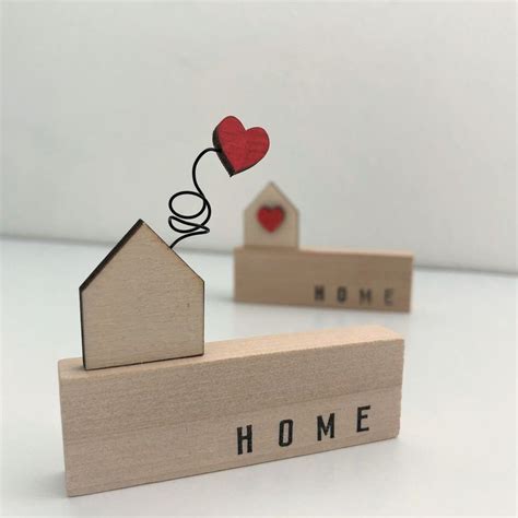 Matchbox T Card Minimal Wooden House Shape Shelf Decor With Heart