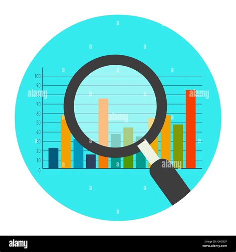 Analytics Icon Flat Style Illustration Isolated In Colored Circle On