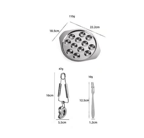 Starlight 1 Set Of Stainless Steel Escargot Plate 12 Holes With Escargot Tongs And Fork Fruugo Nl