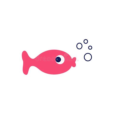 Vector cartoon pink fish. stock vector. Illustration of childish - 114682679