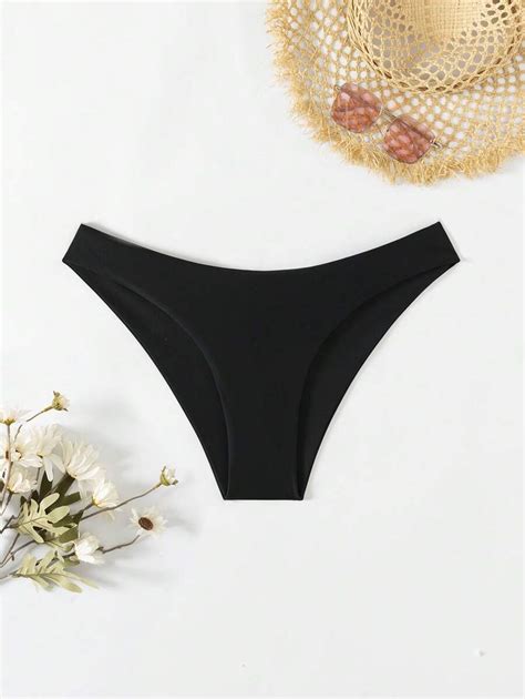 SHEIN Swim Summer Beach Solid Cheeky Bikini Panty SHEIN USA