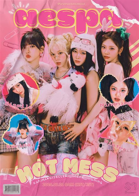 AESPA HOT MESS POSTER FAN EDITS Graphic Poster Typography Poster Kpop Posters