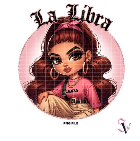 La Libra Chicana Chola Zodiac Chibi Style Latina Shirt PNG For DTF Iron On Print Sublimation