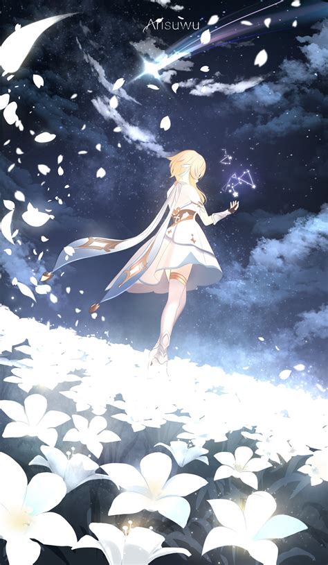The Big ImageBoard TBIB 1girl 707arisu Artist Name Blonde Hair Cloud Constellation Detached