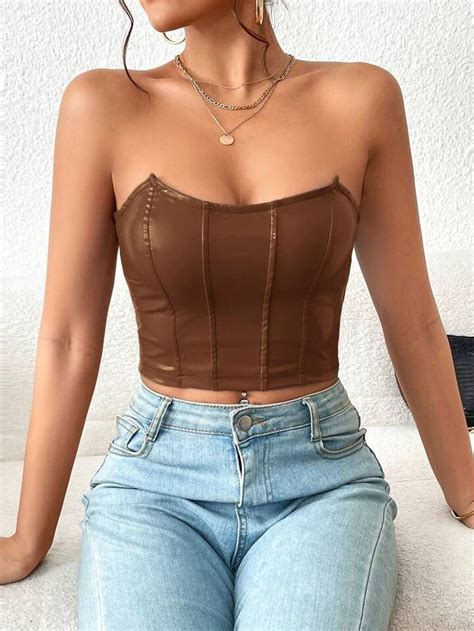 SHEIN Privé Solid Crop Tube Top