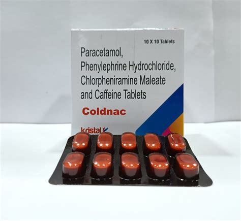 Coldnac Tablet Paracetamol Phenylephrine Chlorpheniramine Maleate Caffeinetablet For Hospital