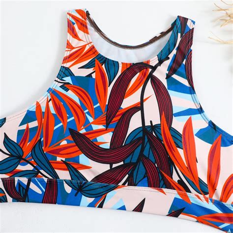 Sexy Women Printed Tank Bikini Girls Bathing Suit Triangle Swimsuit Sports Swimwear Two Pieces