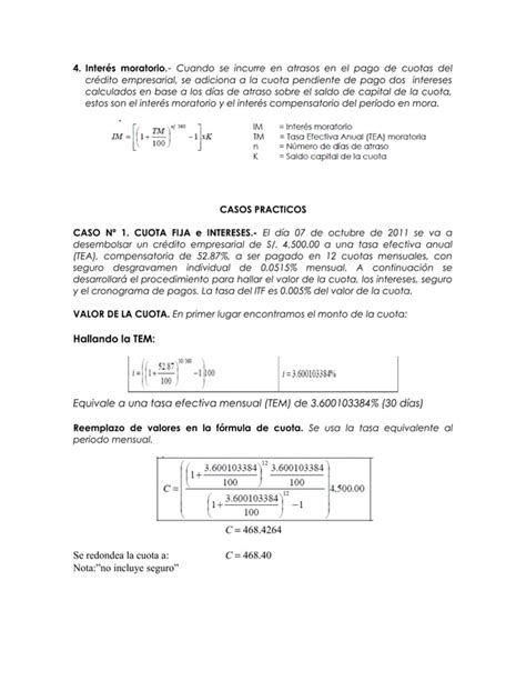 Semana 8 fãrmulas usadas en el cã lculo de intereses para crãditos PDF