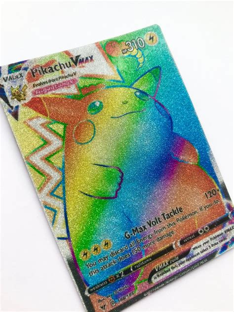 Pikachu Vmax Rainbow Holographic Glitter 188185 Secret Etsy