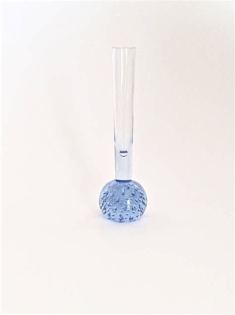 Paperweight Bud Vase Blue Bubble Bud Vase Crystal Blown Glass Bud Vase Made In Sweden By