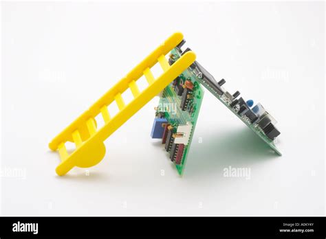 Miniature Ladder And Computer Circuit Boards Stock Photo Alamy
