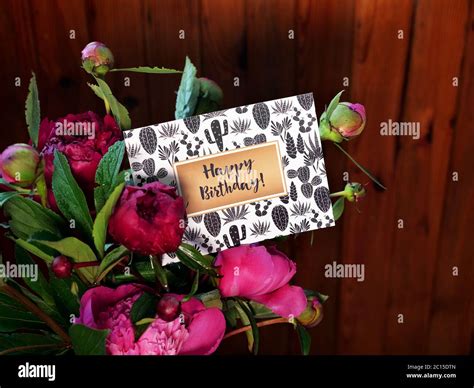 Happy Birthday Card Pink Flowers Hi Res Stock Photography And Images