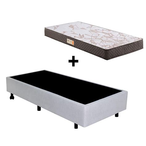 Cama Box Solteiro X Colch O Ecoline Ecoflex Espuma D Courino