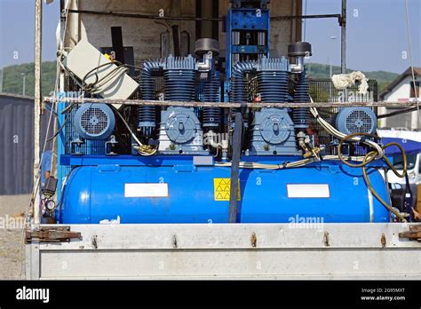 Big Air Compressor Device Loaded At Truck Transport Stock Photo Alamy