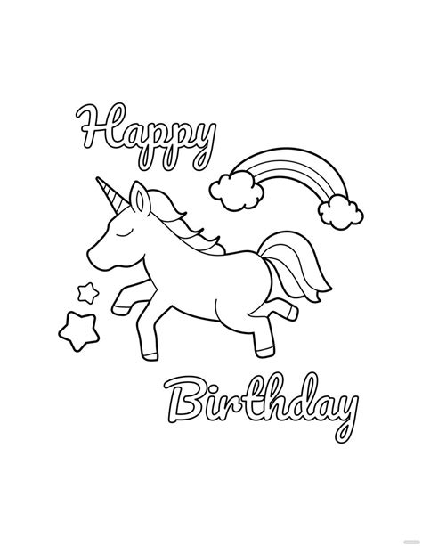 Unicorn Birthday Coloring Pages