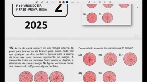 A Cor De Cada Número De Um Relógio Alterna - OBMEP 2025 - Nível 2 - Questão 15 - A cor de cada número de um relógio ...