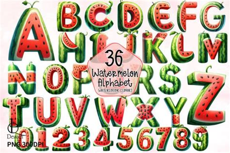 Watermelon Alphabet Clipart Png Graphics Graphic By Lq Design