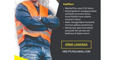 Lowongan Kerja Instruktur Operator Alat Berat Di Lembaga Pelatihan