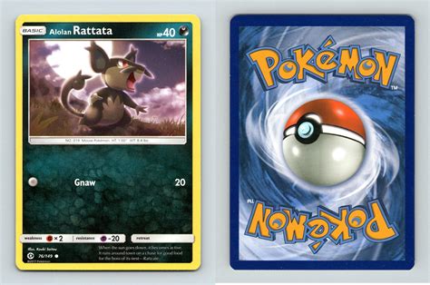 Alolan Rattata 76 149 Sun Moon Common Pokemon 2017 TCG Card