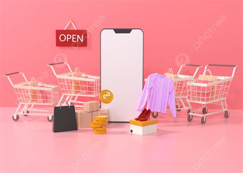 3d Online Shopping Promotion Concept With Smartphone Mockup On Dark